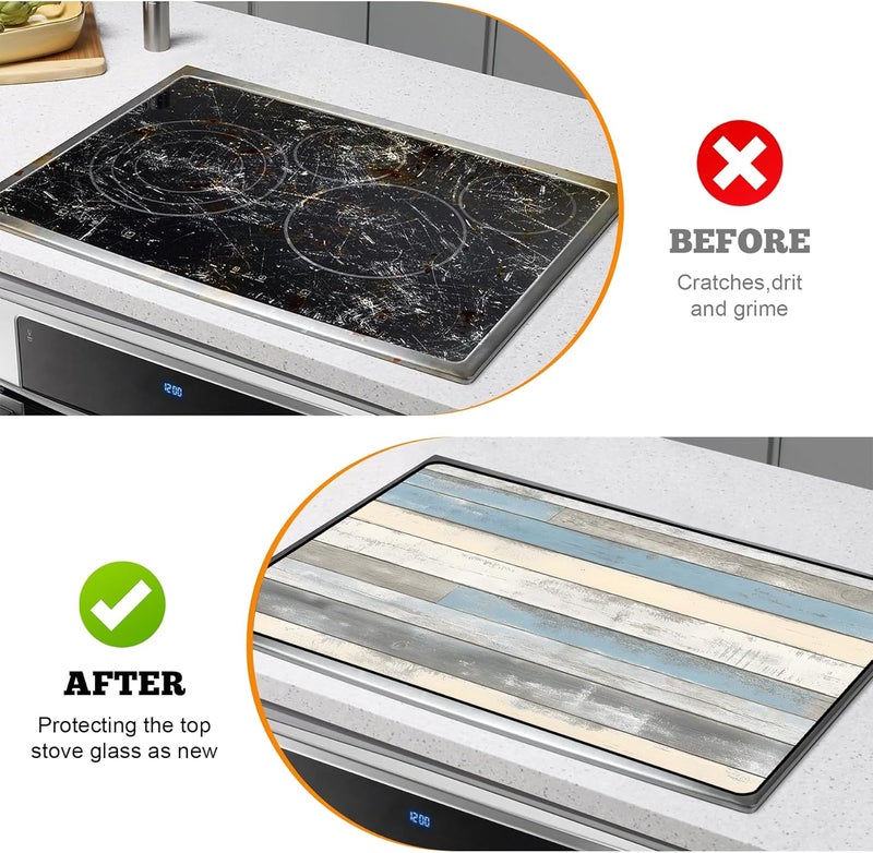 AOHMPT Multi-Design Stove Top Cover for Glass/Electric Stoves - 3-in-1 Heat-Resistant Protector Mat, Non-Slip Drying Rack 28"x20" (Wood Grain, 28" L x 20" W) - Image 5